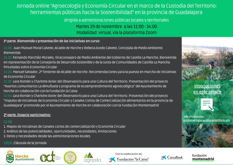 Jornada Online Agroecología y Economía Circular en el marco de la Custodia del Territorio: herramientas públicas hacia la Sostenibilidad