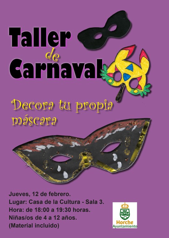 TALLER DE CARNAVAL: 'DECORA TU PROPIA MÁSCARA'