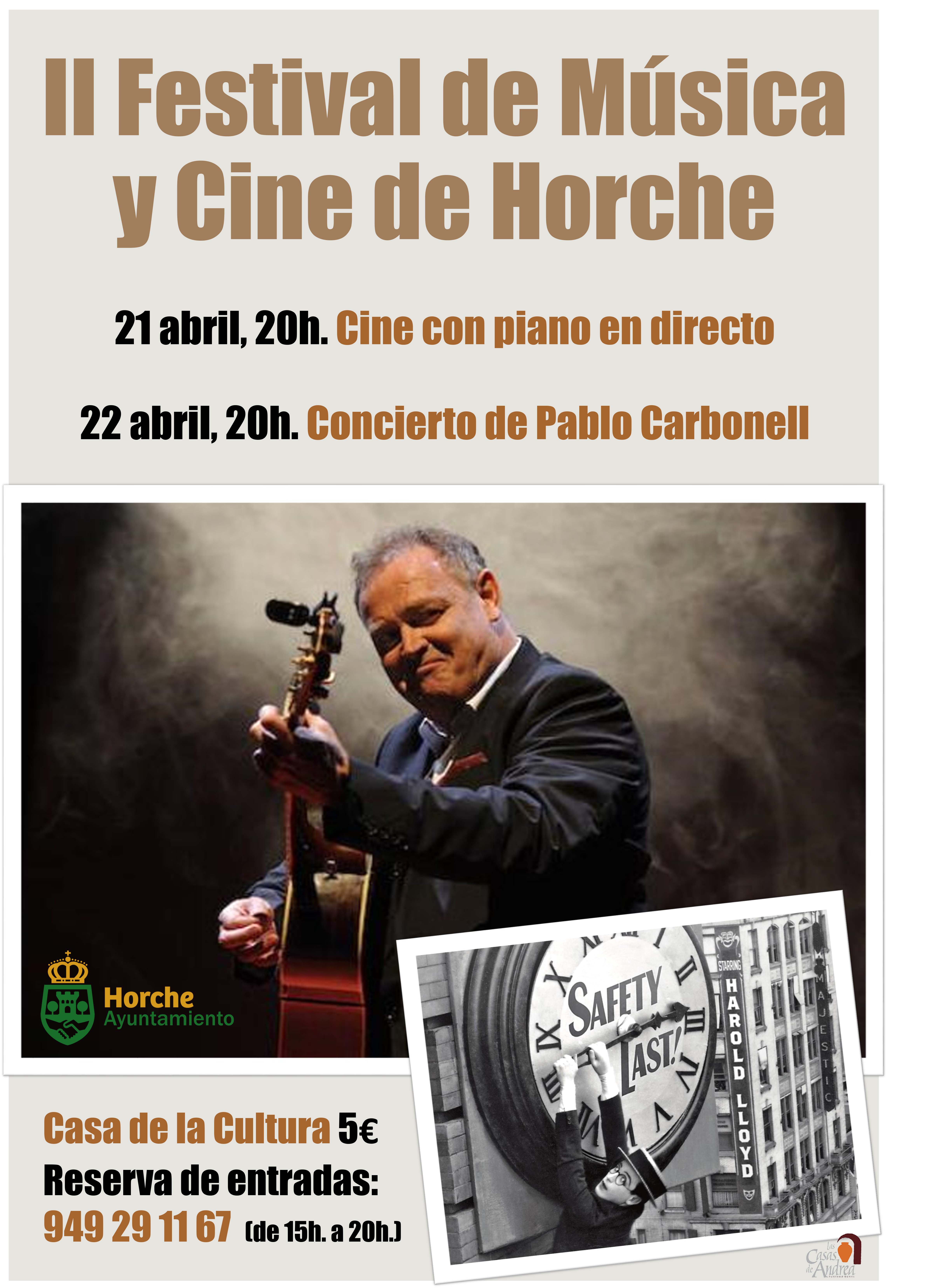 Pablo Carbonell y el pianista Adrián Begoña actuarán en el II Festival de Música y Cine de Horche