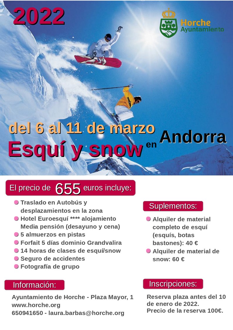 Regresa este año el viaje a Andorra para practicar esquí y snow