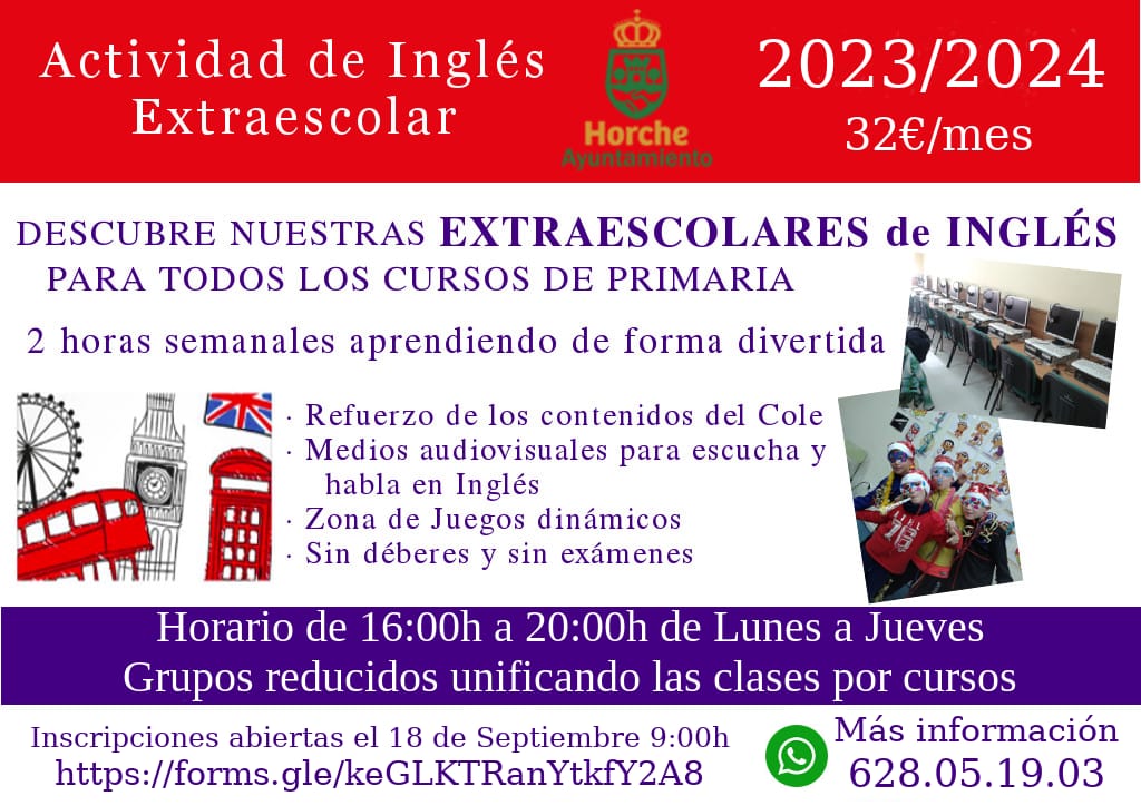 Ya puedes inscribir a tus hijos en la actividad extraescolar de Inglés 2023 / 2024